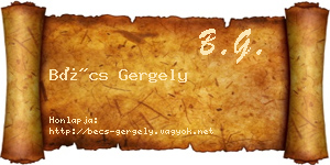 Bécs Gergely névjegykártya