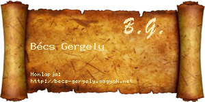 Bécs Gergely névjegykártya